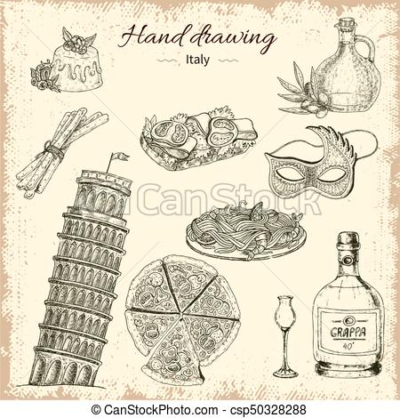 450x470 Hand Drawing Italy Icon Set Hand Drawn Italy Decorative Elements - Italy Drawing