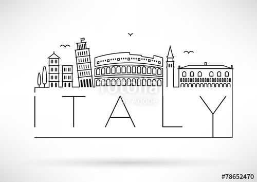 500x354 Italy Line Silhouette Typographic Design Line Drawings - Italy Drawing