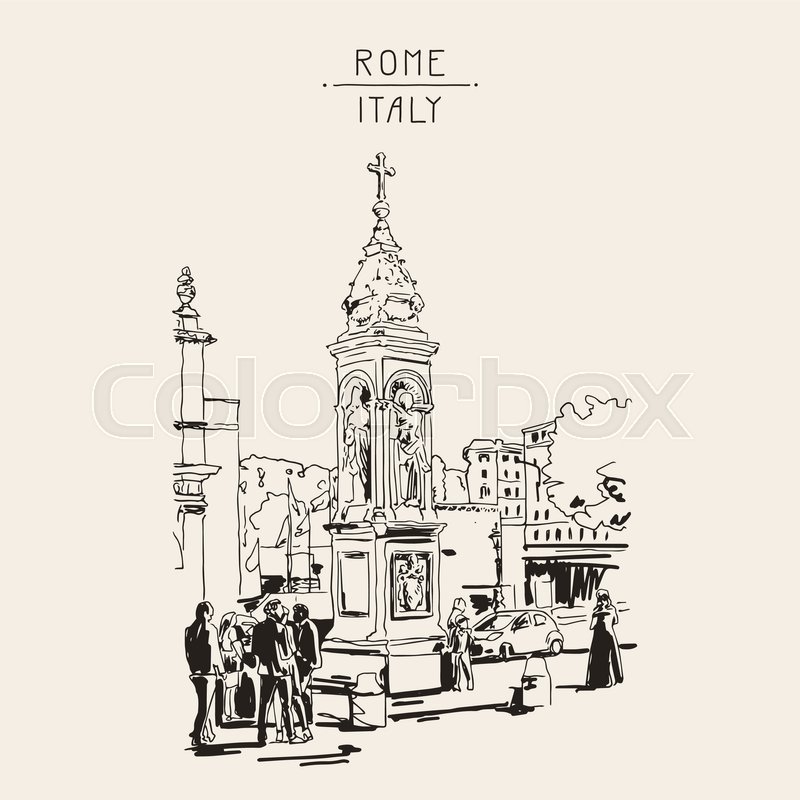 800x800 Original Freehand Drawing Travel Card Stock Vector Colourbox - Italy Drawing