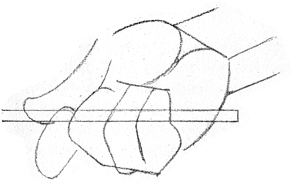 590x376 how to draw a hand gripping a pencil with palm up drawing tutorial - Item Drawing
