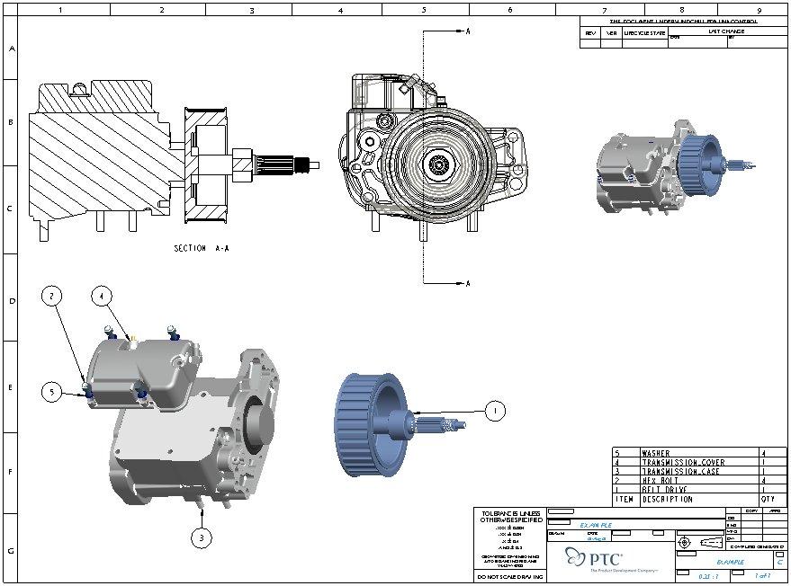 879x652 introduction to creating drawings in proengineer - Item Drawing