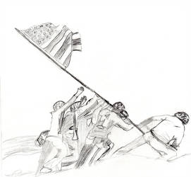 271x250 raising the flag - Iwo Jima Drawing