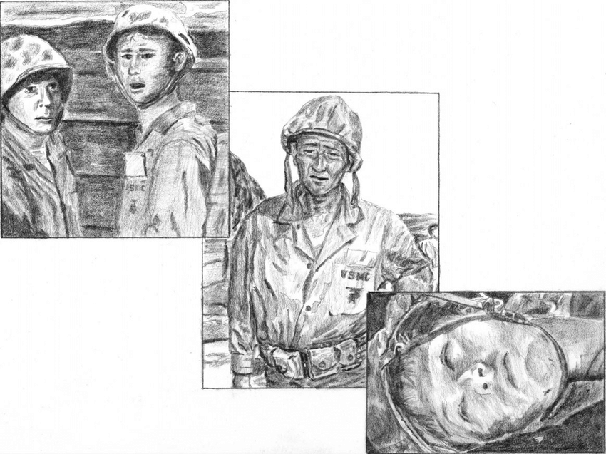 850x637 scenes from the sands of iwo jima drawing - Iwo Jima Drawing
