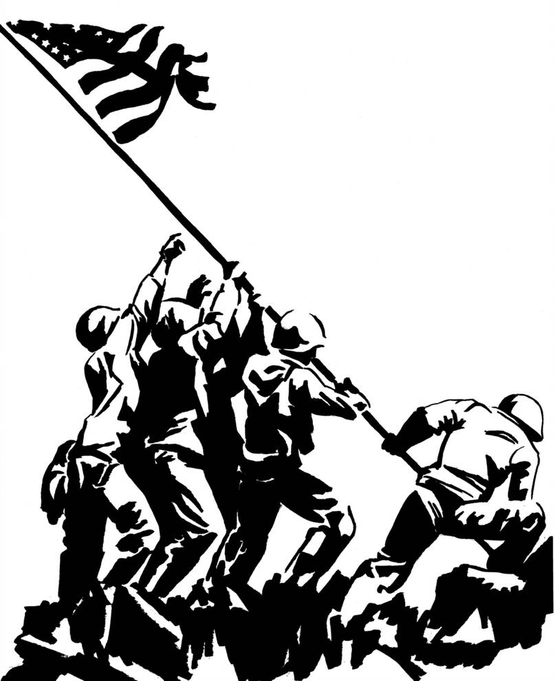 Iwo Jima Flag Raising Drawing at PaintingValley.com | Explore ...