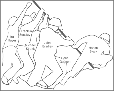 400x320 the place of each service member during the raising of the flag - Iwo Jima Flag Raising Drawing