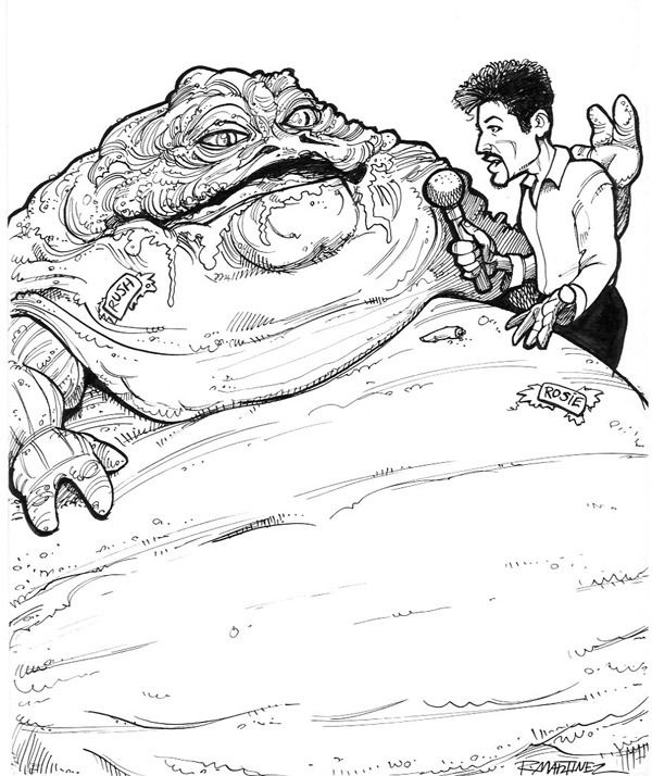 600x714 Original Jabba The Hutt Drawing Used In Gag! Magazine - Jabba The Hutt Drawing