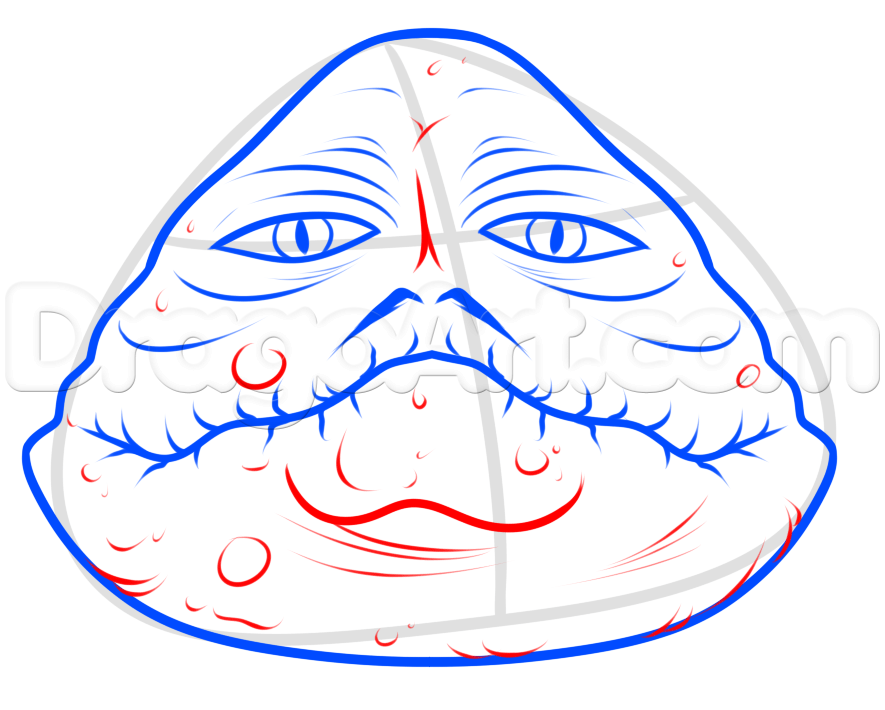 885x710 Step How To Draw Jabba The Hutt Easy - Jabba The Hutt Drawing