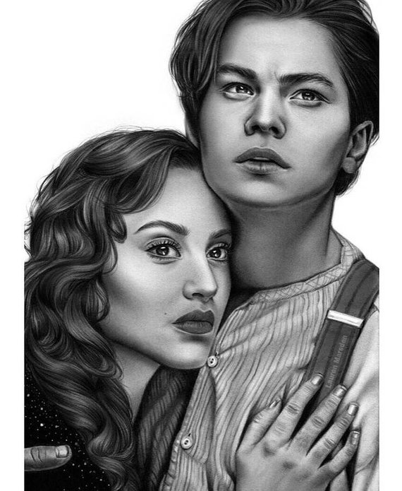 570x695 Titanic Jack And Rose Etsy - Jack And Rose Drawing