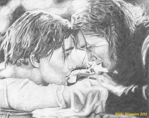 570x453 Original Graphite Drawing Of Jack And Rose From Tatanic Art - Jack And Rose Drawing