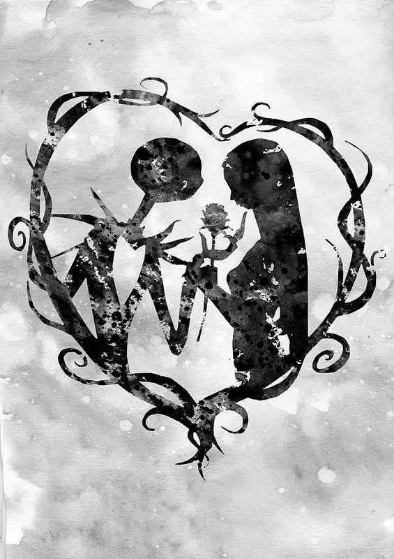 565x800 Jack And Sally Black Art Print - Jack And Sally Drawings