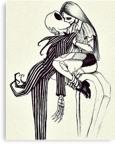 441x550 We Can Live Like Jack And Sally If You Want Canvas Print - Jack And Sally Drawings
