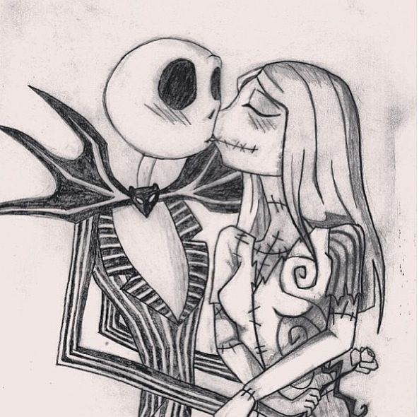 593x590 My Drawing Of Jack And Sally A Nightmare Before Christmas - Jack And Sally Drawings