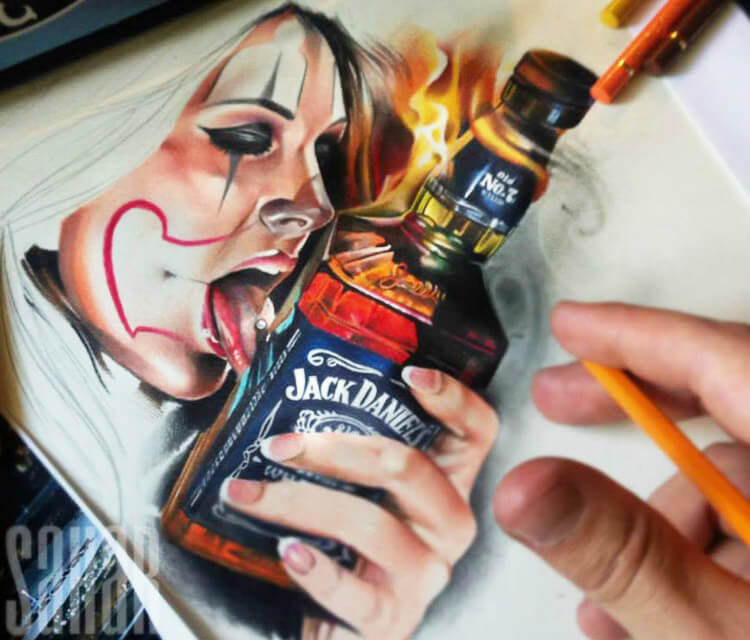 750x640 Jack Daniels Color Drawing - Jack Daniels Drawing