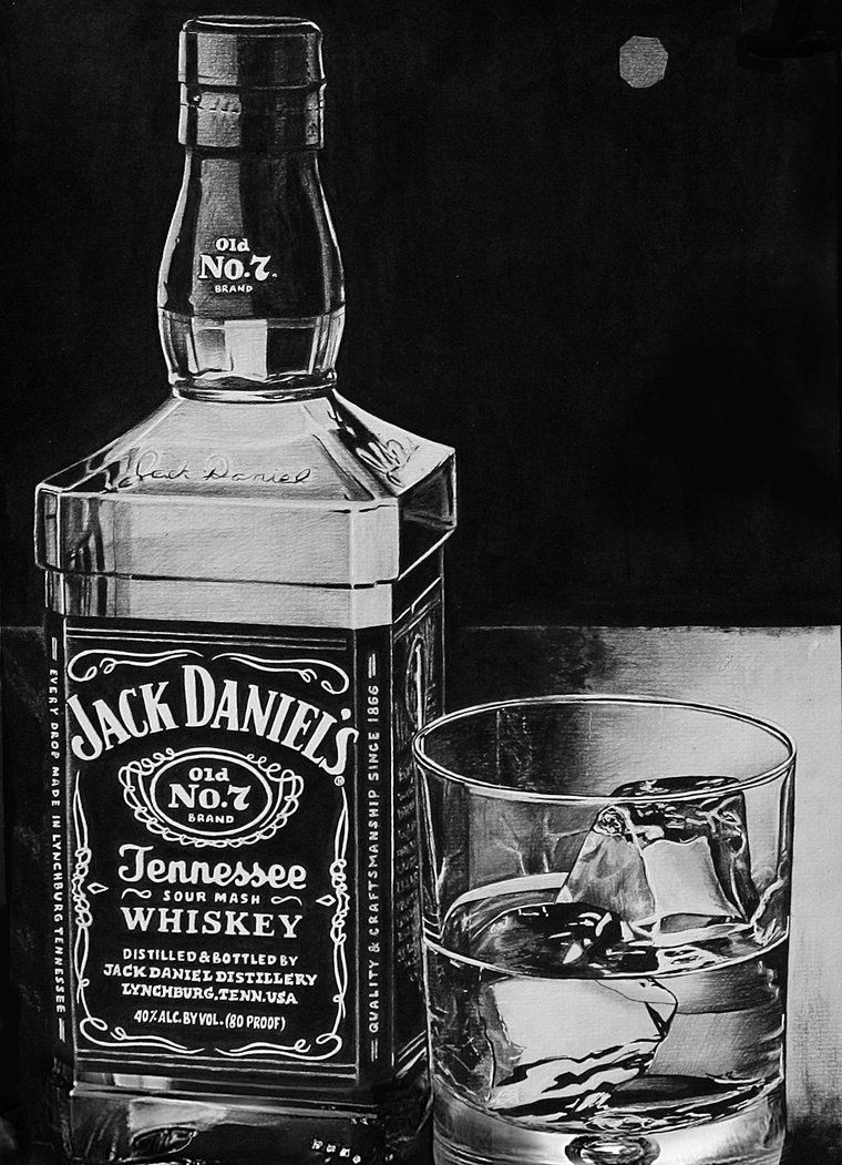 760x1051 Pencil Drawing - Jack Daniels Drawing