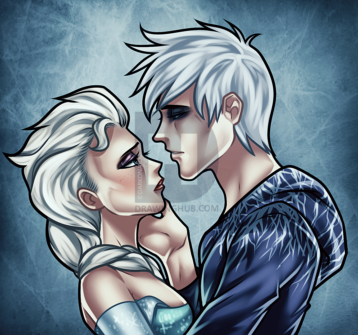 1353x1265 How To Draw Elsa And Jack Frost, Step - Jack Frost Drawing