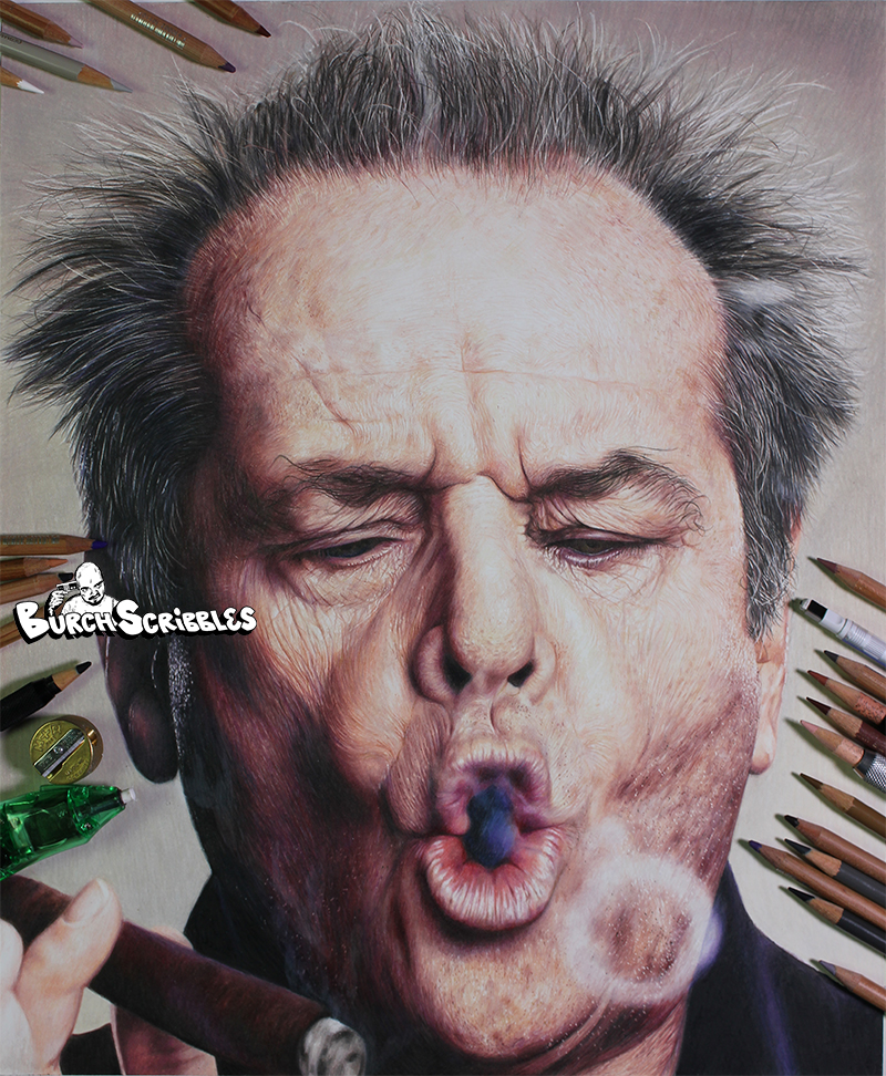 800x972 Jack Nicholson Coloured Pencil Drawing - Jack Nicholson Drawing