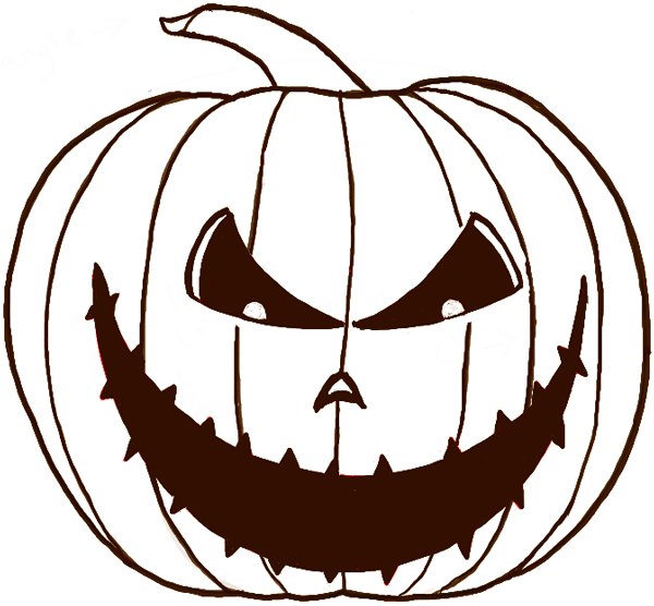 600x556 How To Draw A Scary Pumpkin Jack O Lantern In Easy Steps - Jack O Lantern Drawing