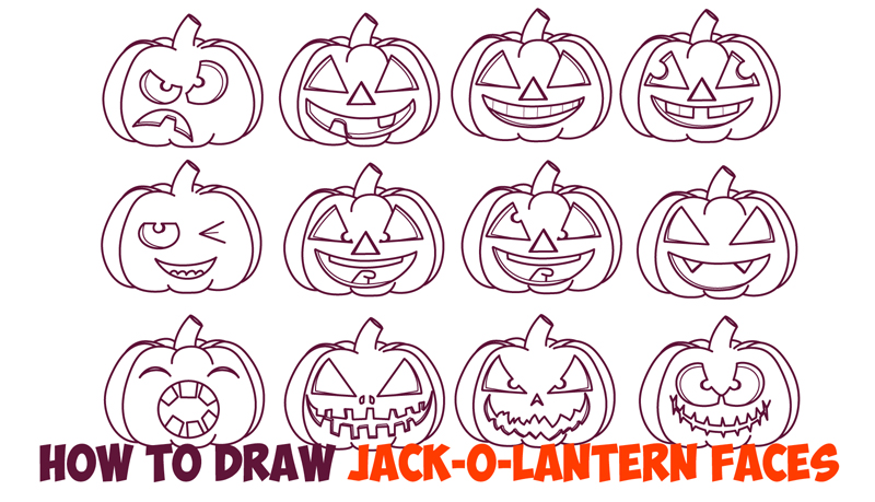 800x459 Huge Guide To Drawing Cartoon Pumpkin Faces Jack O'lantern Faces - Jack O Lantern Drawing