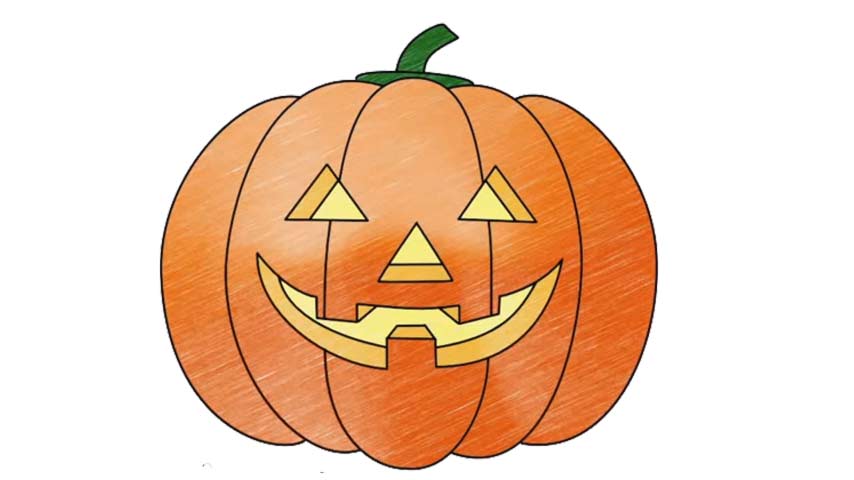 scary jack o lantern drawing tall thin pumpkin