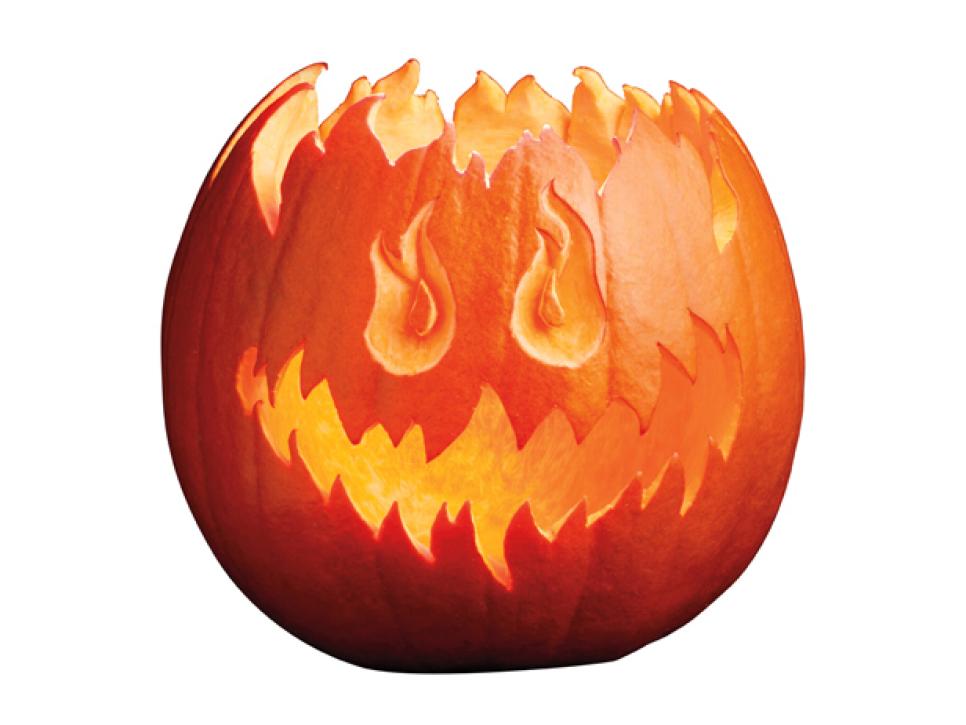 966x725 How To Carve A Pumpkin Into A Flaming Jack O' Lantern Food Network - Jack O Lantern Drawing Patterns
