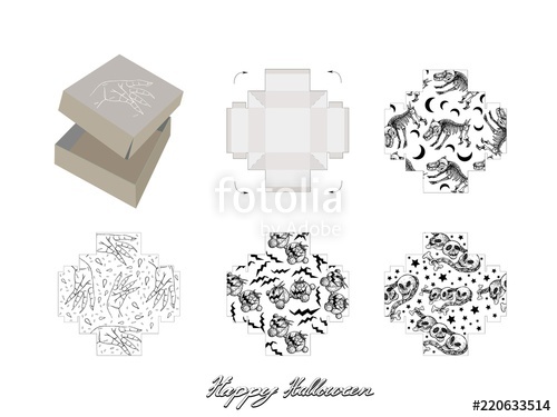 500x375 Die Cut Template Pattern Of Takeaway Carton Box Mock Up - Jack O Lantern Drawing Patterns