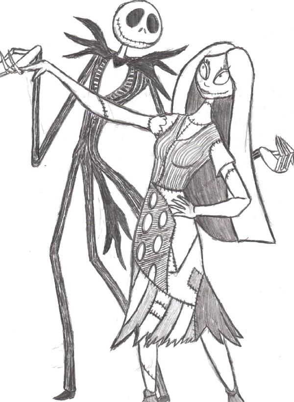 600x821 Jack Skellington And Sally - Jack Skellington And Sally Drawings