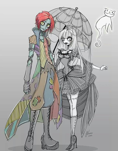 500x640 Jack Skellington And Sally Gender Bender On We Heart It - Jack Skellington And Sally Drawings