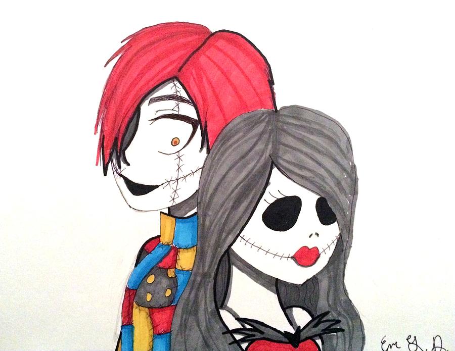 900x695 Sally And Jack Skellington Reversed Drawing - Jack Skellington And Sally Drawings