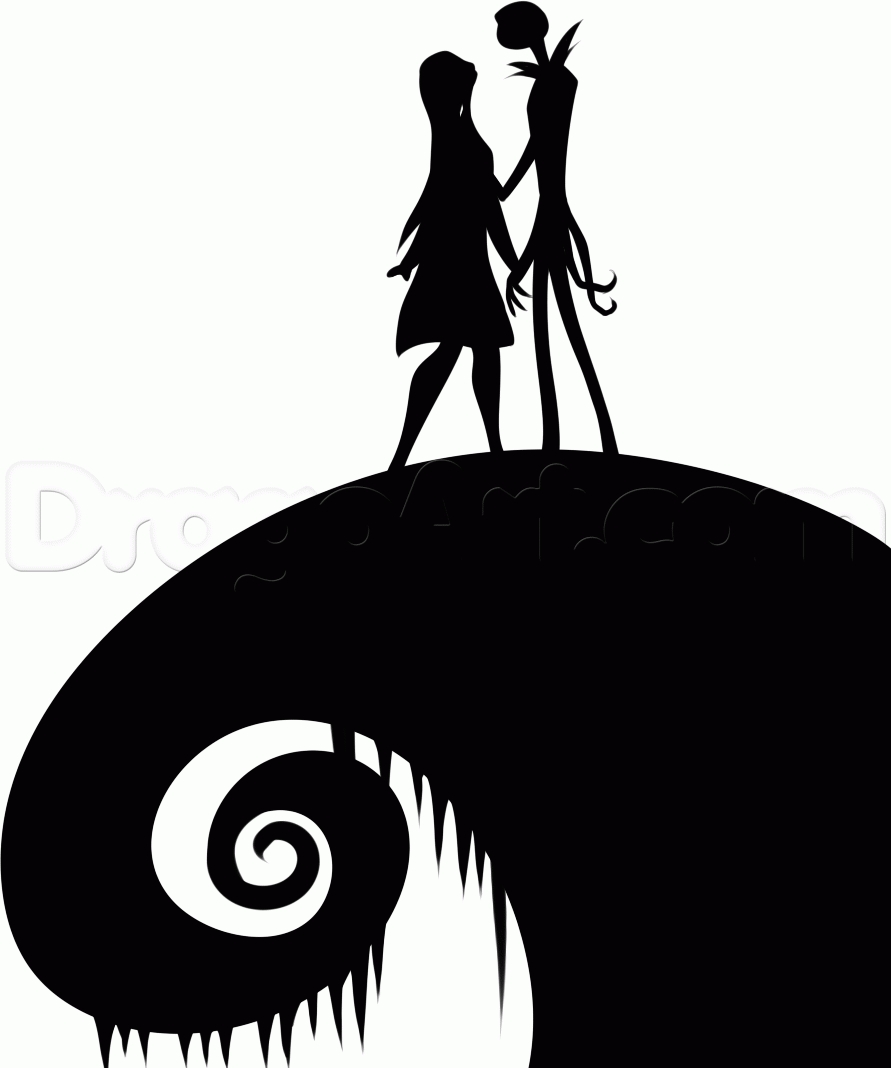 891x1068 jack skellington silhouette how to draw jack and sally step - Jack Skellington And Sally Drawings