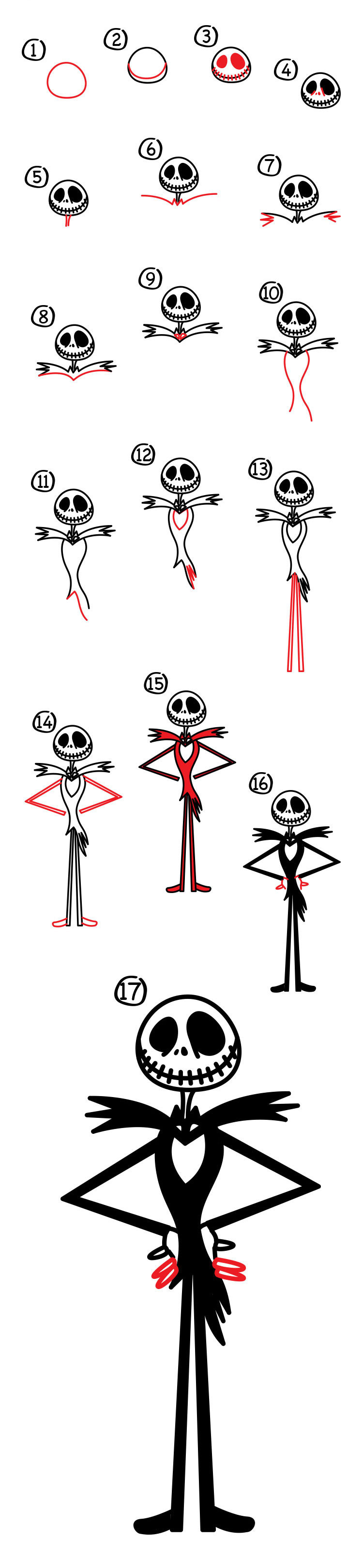 750x3243 how to draw jack skellington - Jack Skellington Drawing