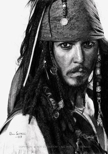 375x536 Jack Sparrow Fan Art Pencil Portrait Drawing - Jack Sparrow Drawing