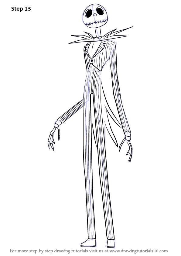 596x843 Learn How To Draw Jack Skellington From The Nightmare Before - Jack The Skeleton Drawing