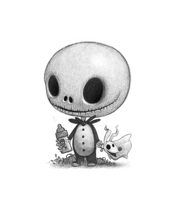 700x846 Lil Jack Skellington Art Print Halloween Nightmare Before - Jack The Skeleton Drawing