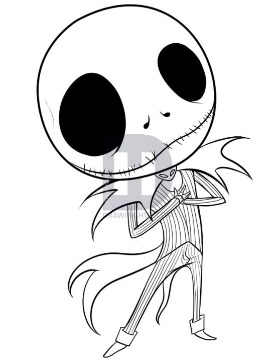 558x720 How To Draw Chibi Jack Skellington, Step - Jack The Skeleton Drawing