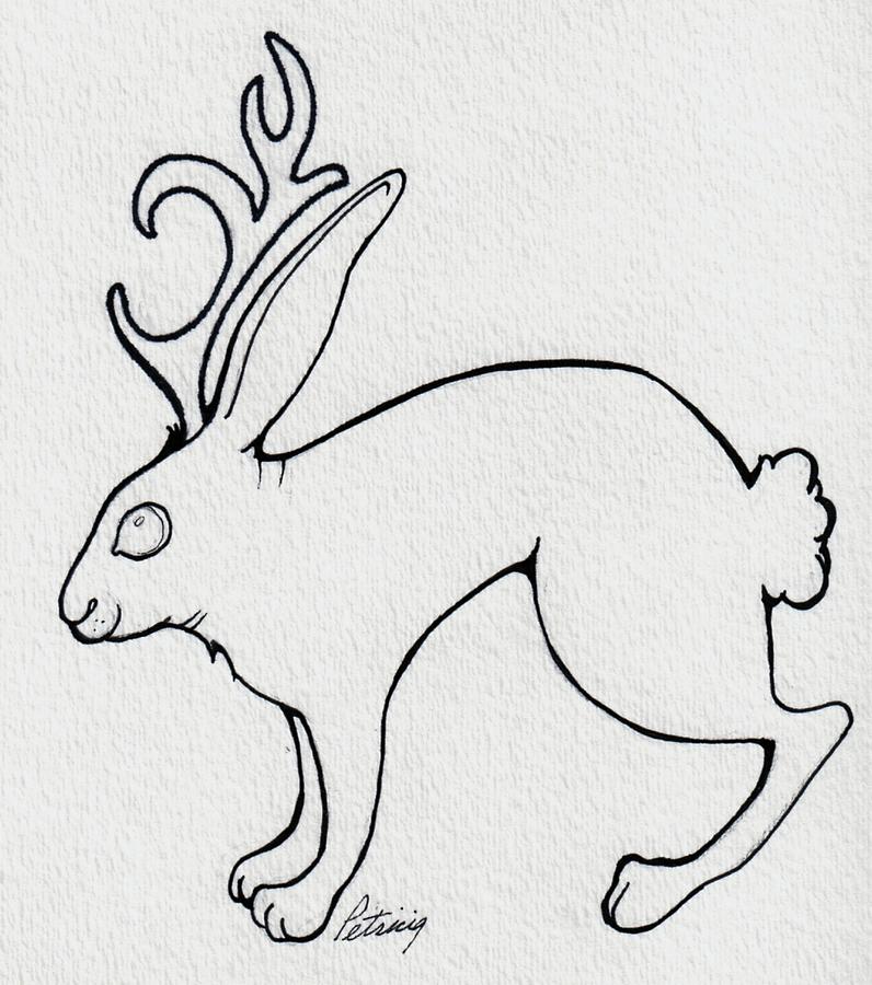 796x900 Jackalope Drawing - Jackalope Drawing