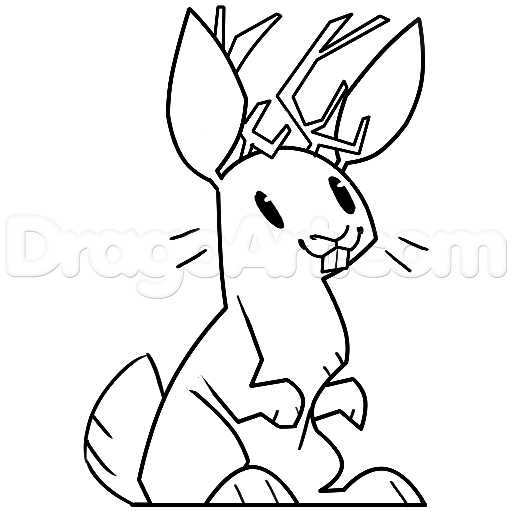 512x512 How To Draw A Jackalope, Step - Jackalope Drawing