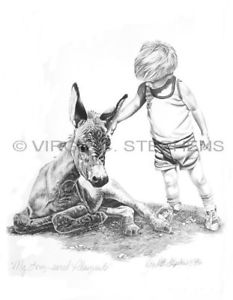 233x300 Donkey Art, Print Donkey And Little Boy, Jackass Pencil Drawing - Jackass Drawing