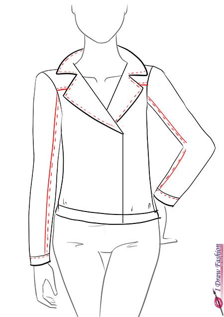 450x637 Draw A Leather Jacket I Draw Fashion - Jacket Drawing