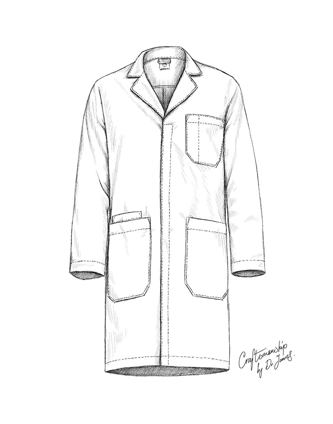 1100x1400 Dr James Professionally Designed Unisex Lab Coat - Jacket Drawing