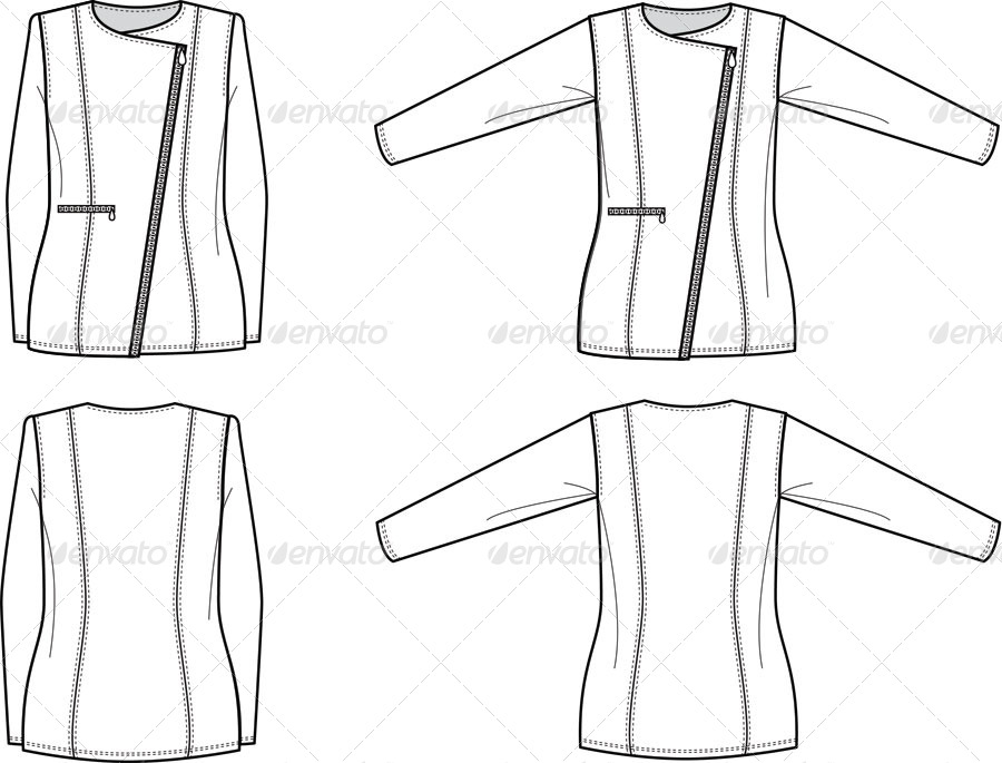900x685 Flat Fashion Sketches For Womens Structured Jacket - Jacket Flat Drawing