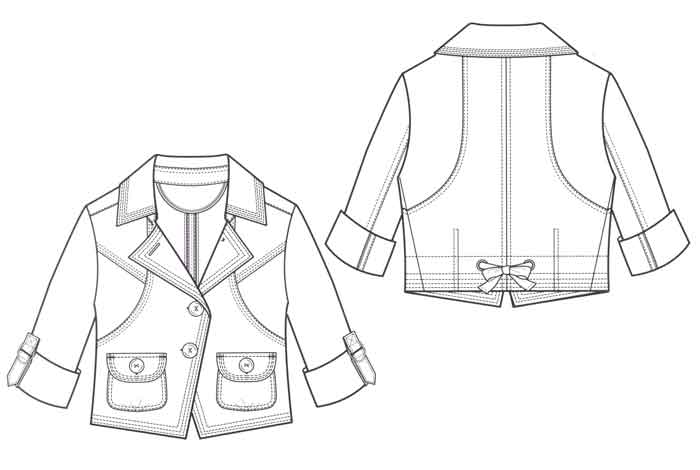 700x470 Flat Sketches - Jacket Flat Drawing