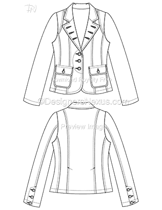 316x409 Free Figure Templates For Technical Flat Drawing Fashion Technical - Jacket Flat Drawing