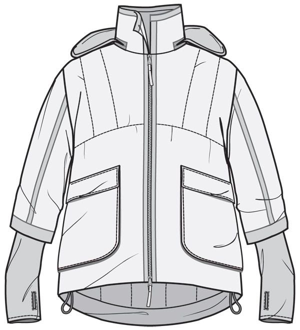 600x660 Jacket Front Flat Drawing Sporty - Jacket Flat Drawing