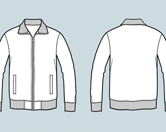 340x270 Jacket Etsy - Jacket Flat Drawing