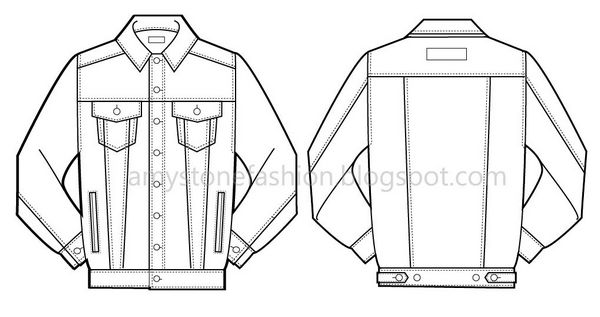 600x317 Amy Stone Fashion Flat Sketches Flat Sketch Of Oversized Denim - Jacket Flat Drawing