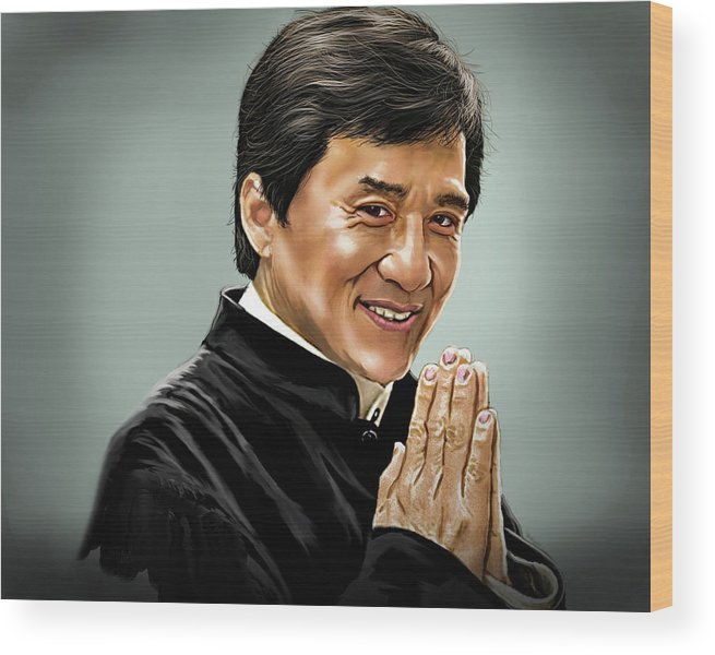 655x600 Jackie Chan Digital Drawing Wood Print - Jackie Chan Drawing