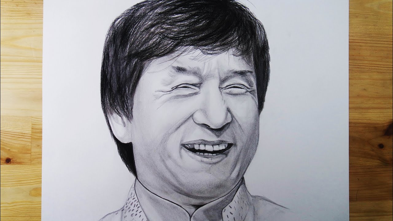 1280x720 Jackie Chan Drawing Charcoal - Jackie Chan Drawing