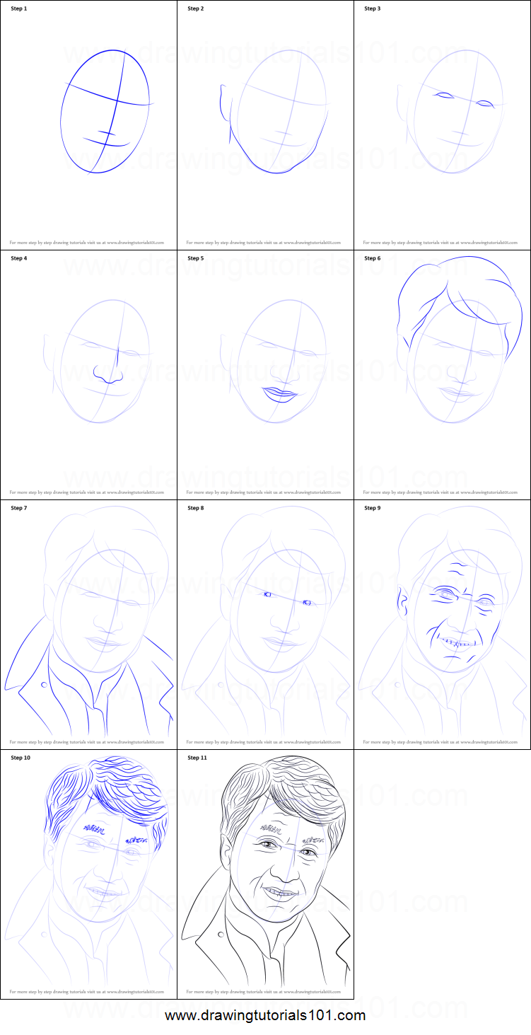 751x1463 How To Draw Jackie Chan Printable Step - Jackie Chan Drawing