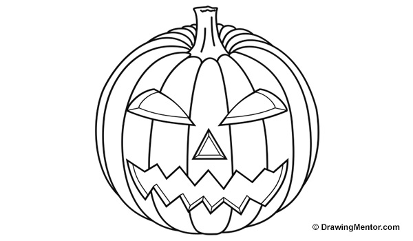 600x350 How To Draw A Pumpkin Step - Jackolantern Drawing