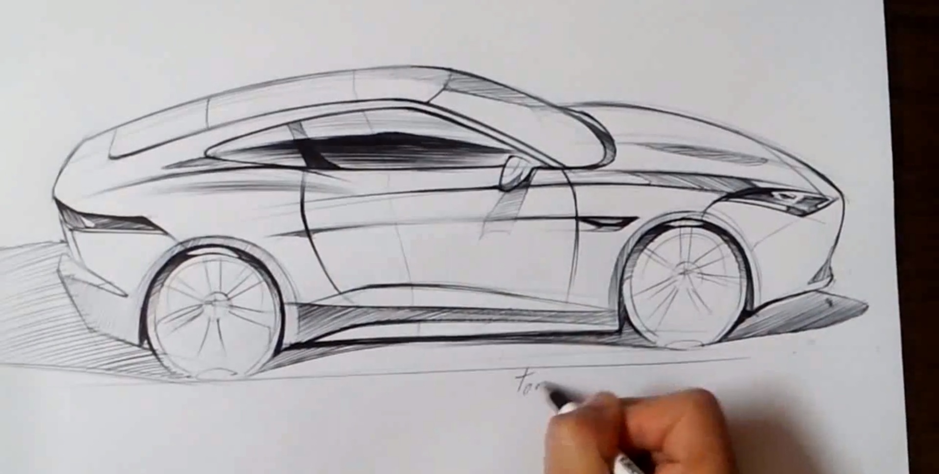 1919x969 how to draw the jaguar f type coupe - Jaguar Car Drawing